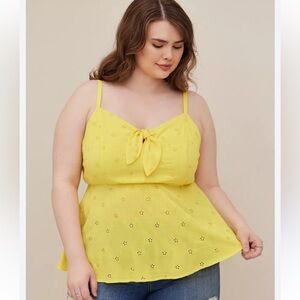 🥑5/$25 TORRID size 5 Peplum Eyelet Cami Yellow sz 5